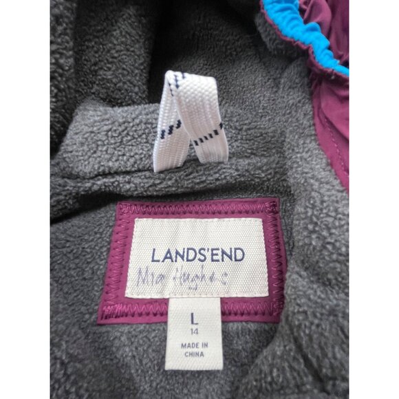 Lands End Kids L 14 Purple & Pink Waterproof Windproof Squall Parka Jacket Nylon - Picture 3 of 14